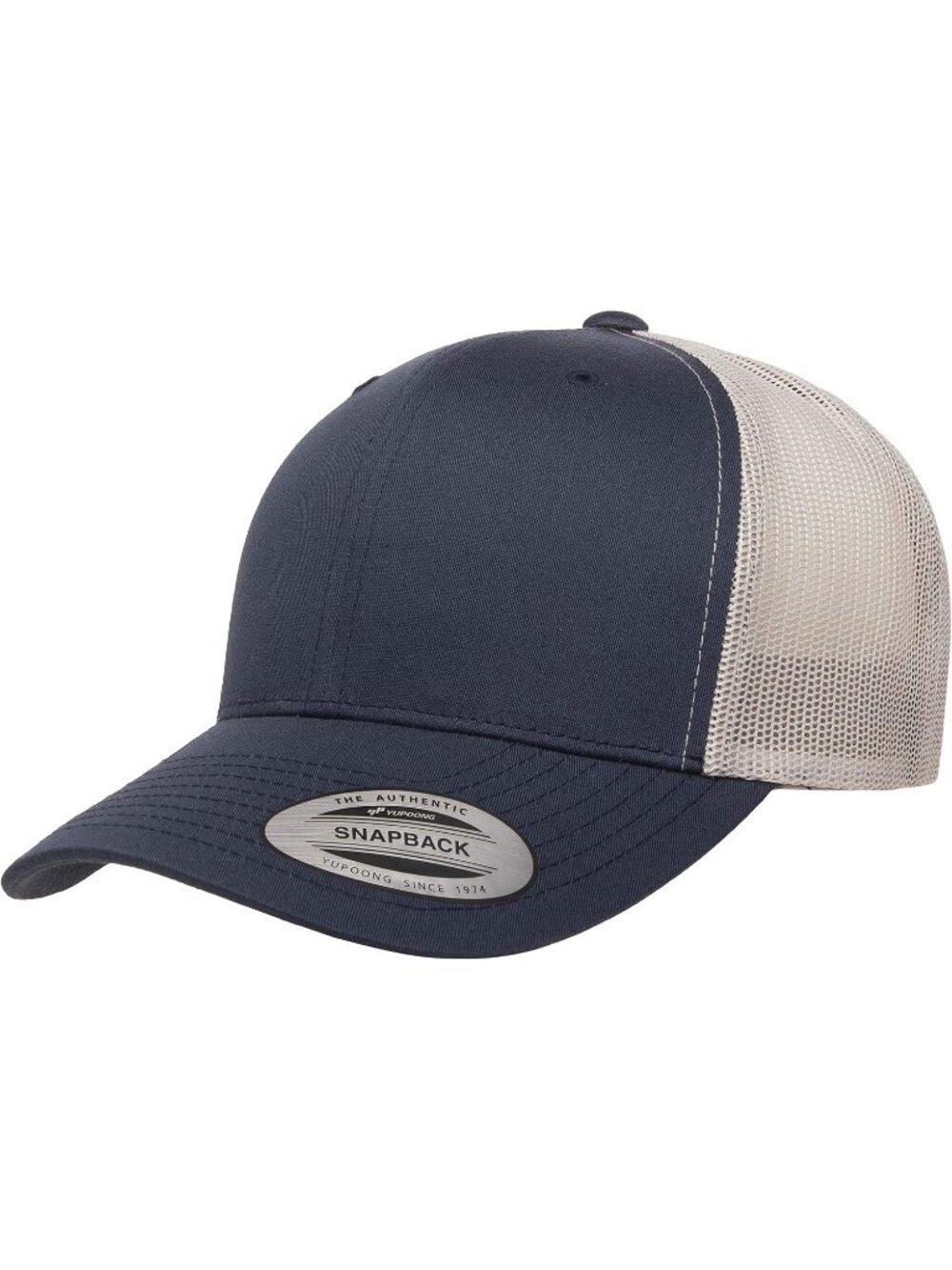 Men's Navy/Silver Cotton Classics Trucker Mesh Cap YP Snapback Loose Fit Hat Cap